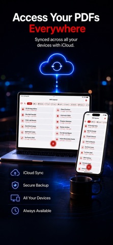 App Store screenshot: PDFs synced with iCloud